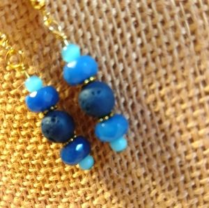 Lava rock & Gemstone earrings